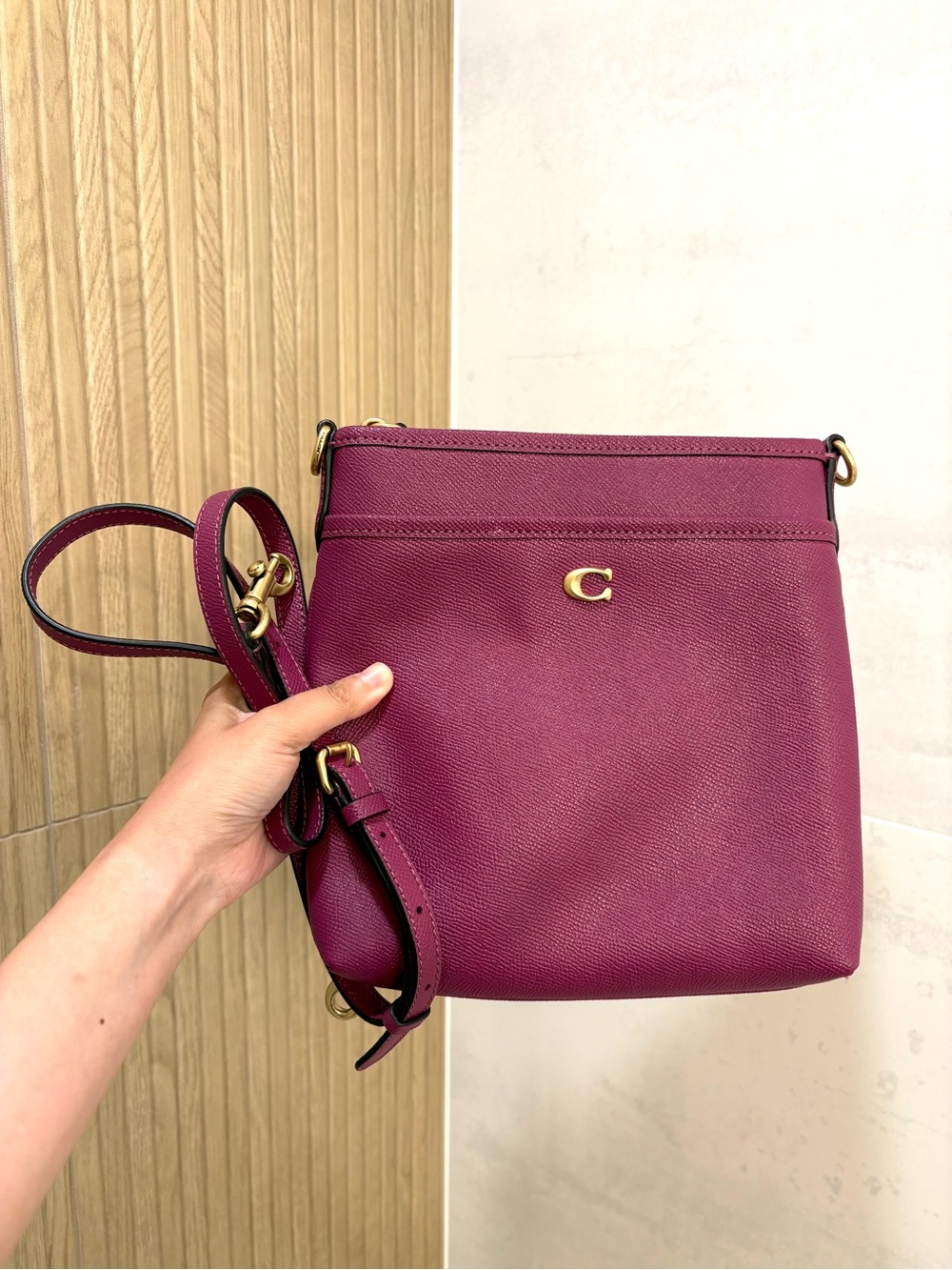 Coach Messenger Crossbody Bag With Long Strap Gold Hardware Purple/Plum Color